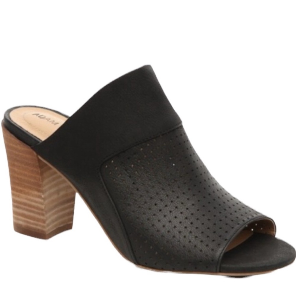 Adam Tucker “Mylee” block heel leather mules sandals